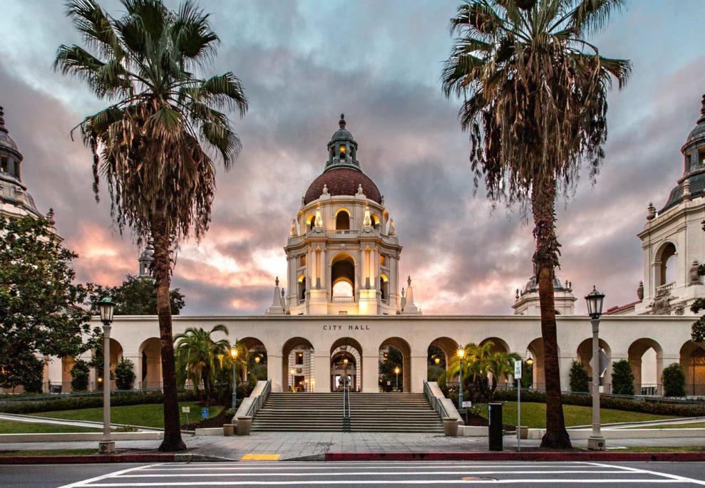 A view of City Hall in historic Pasadena, California.