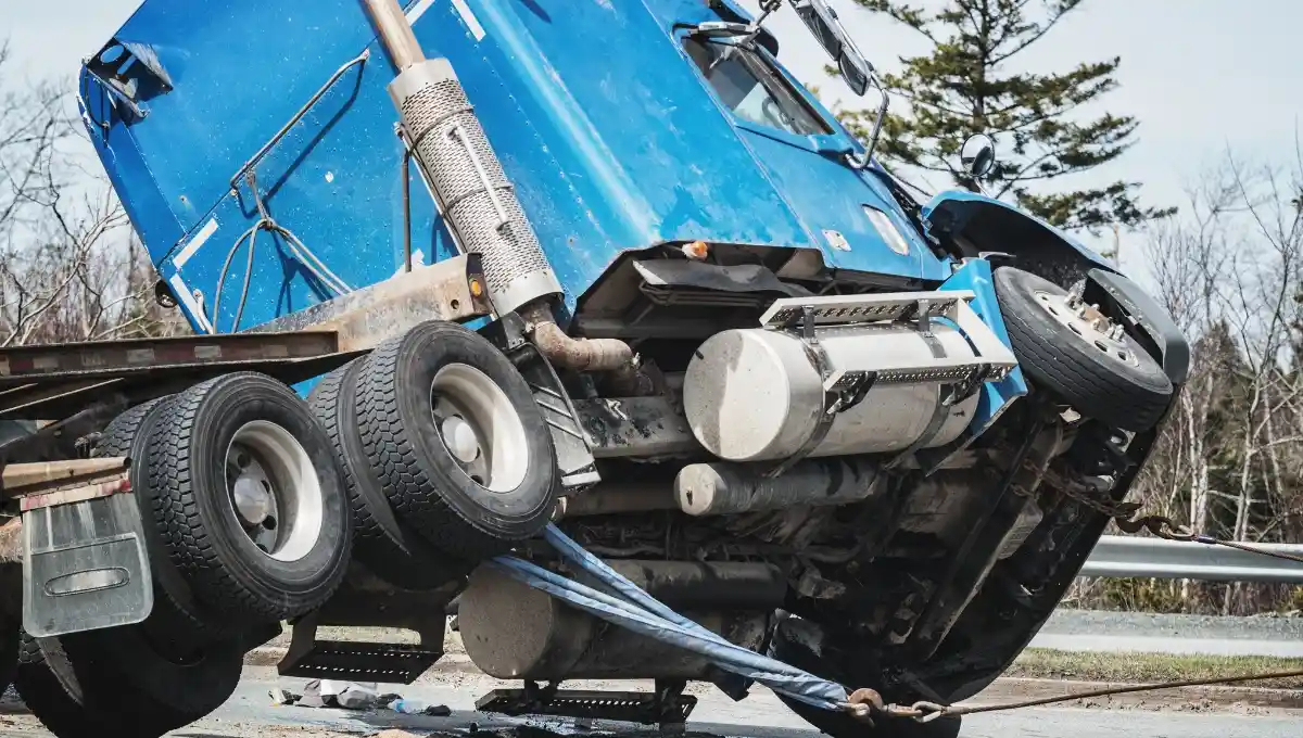 Tractor trailer accident on the road