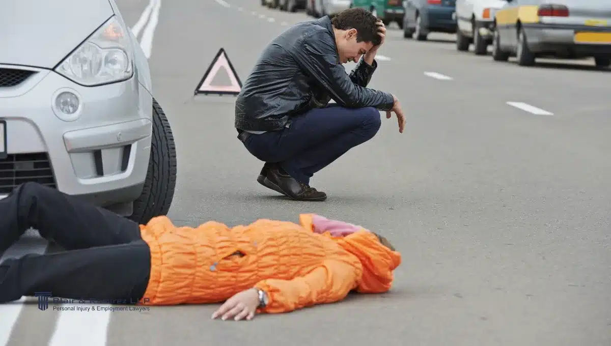 A pedestrian got hit by a vehicle