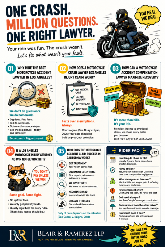 Los Angeles motorcycle accident lawyer helping after a crash.