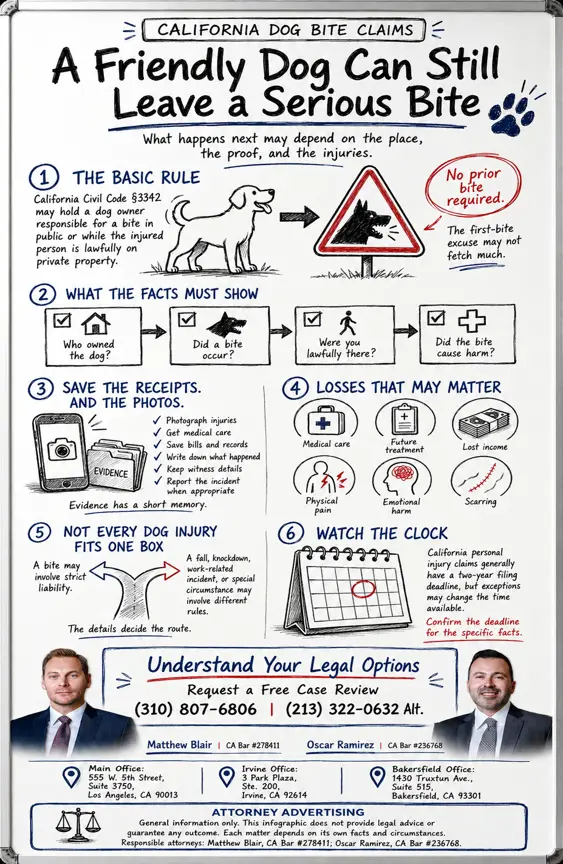 Dog bite injury and legal guidance in California.
