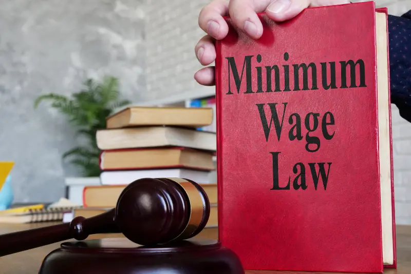 Unpaid minimum wage lawyer California reviewing an employee's pay records